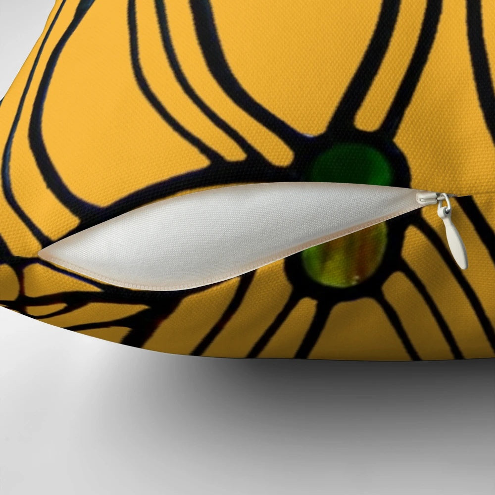 Decorative pillow featuring a window design by renowned Scottish architect and designer Charles Rennie Mackintosh.