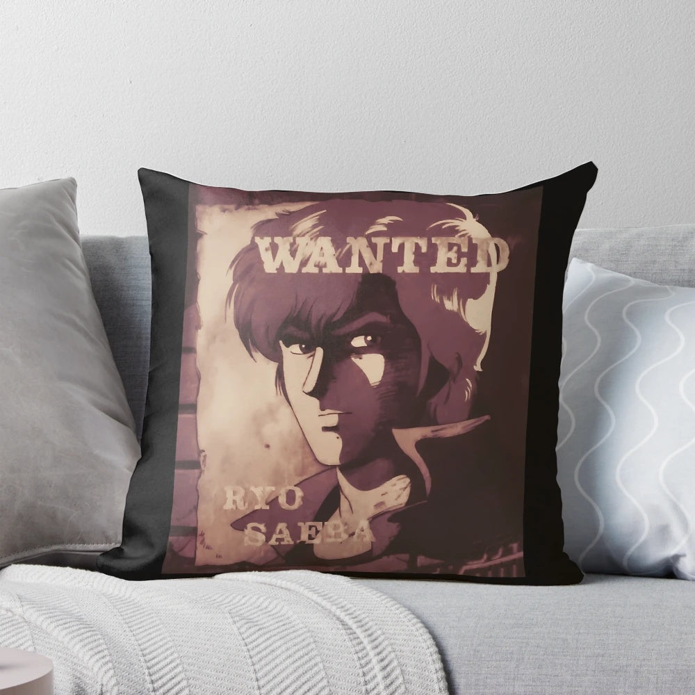 City Hunter Ryo Saeba Wanted Pillow - Soft, High-Quality Anime Merchandise