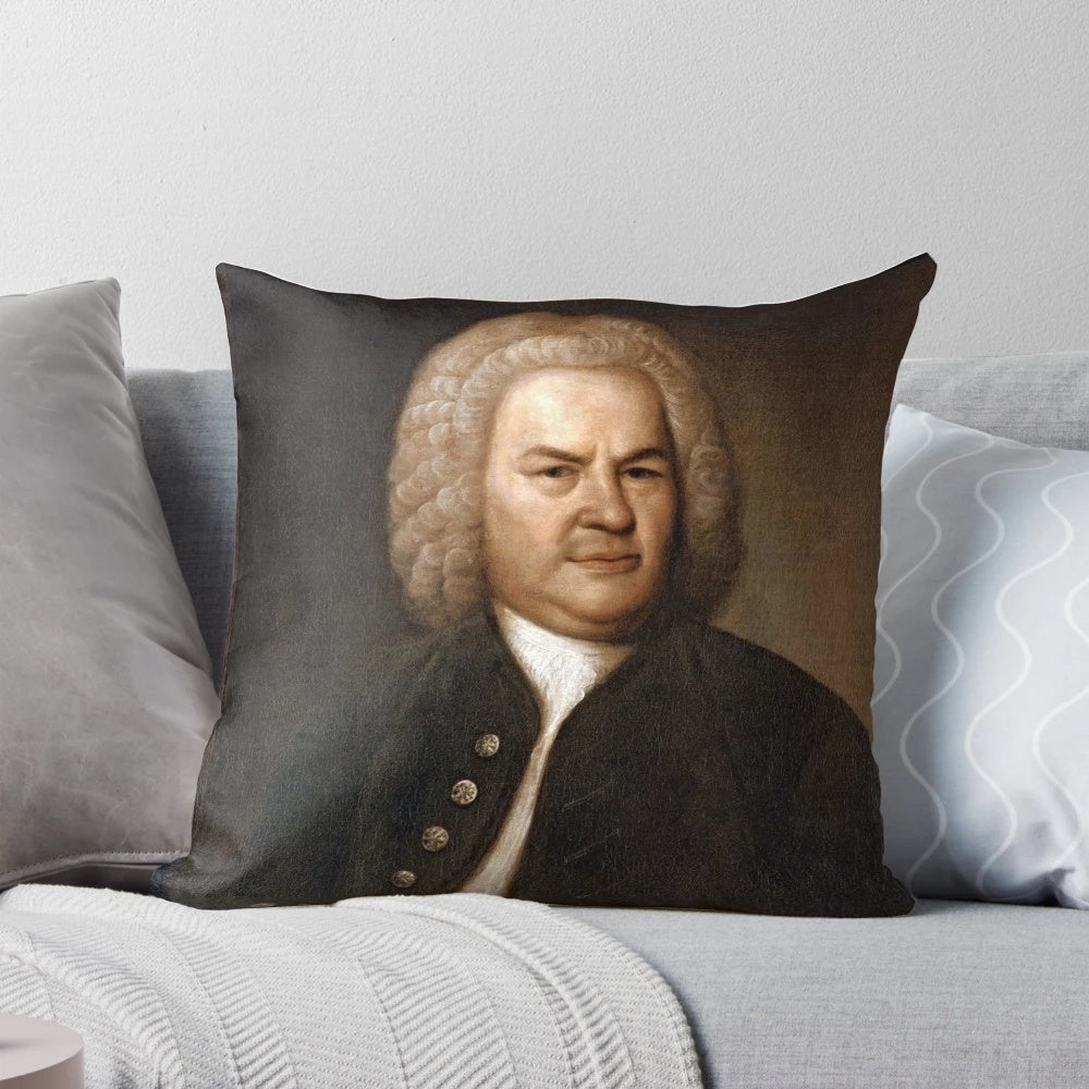 Pillow featuring a portrait of the renowned German composer Johann Sebastian Bach
