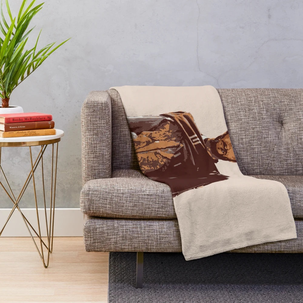 Clint Eastwood inspired plush blanket with western and cowboy theme