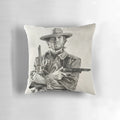 Clint Eastwood sketch printed on a soft, comfortable pillow