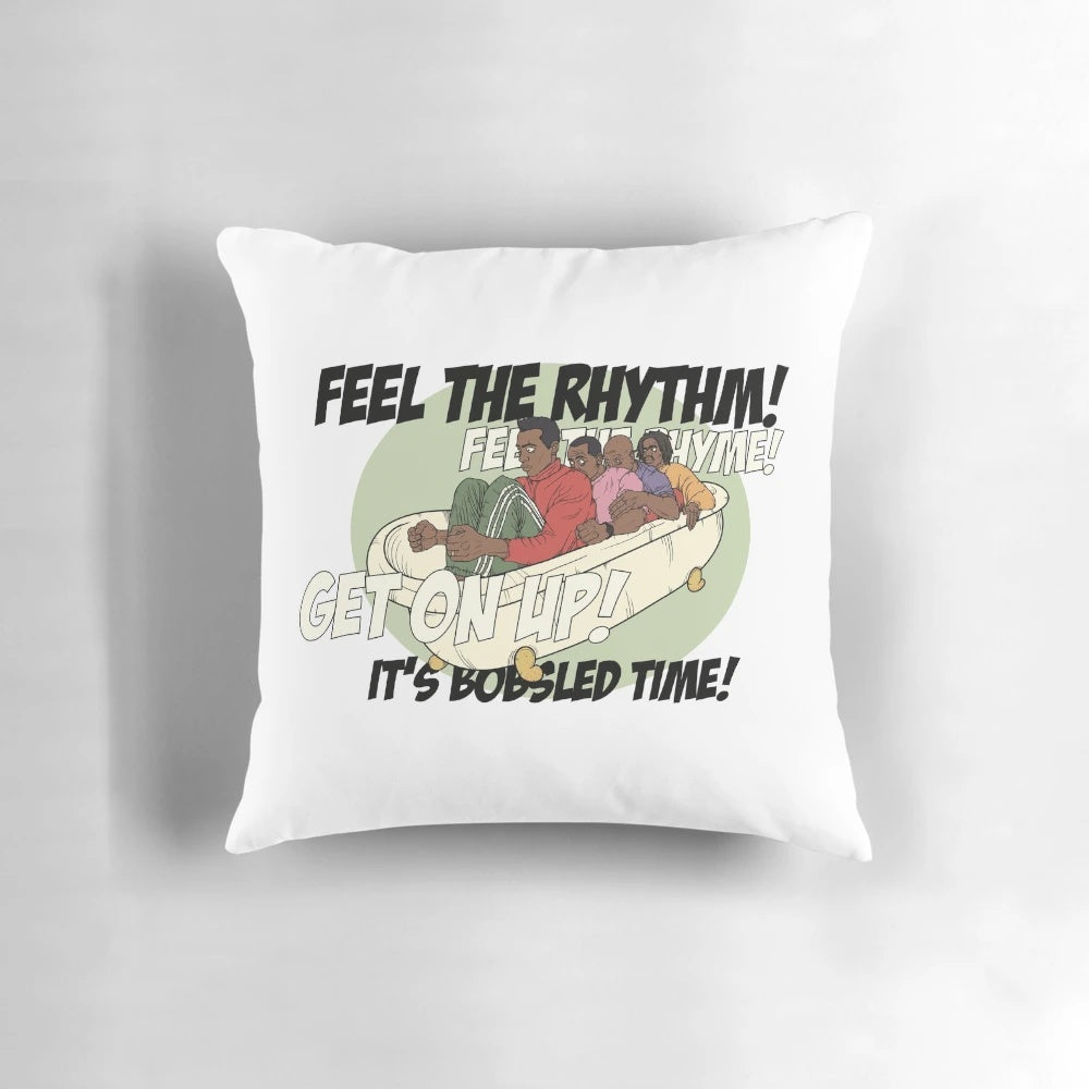 Cool Runnings" Retro Throw Pillow Featuring the Iconic Jamaican Bobsled Team