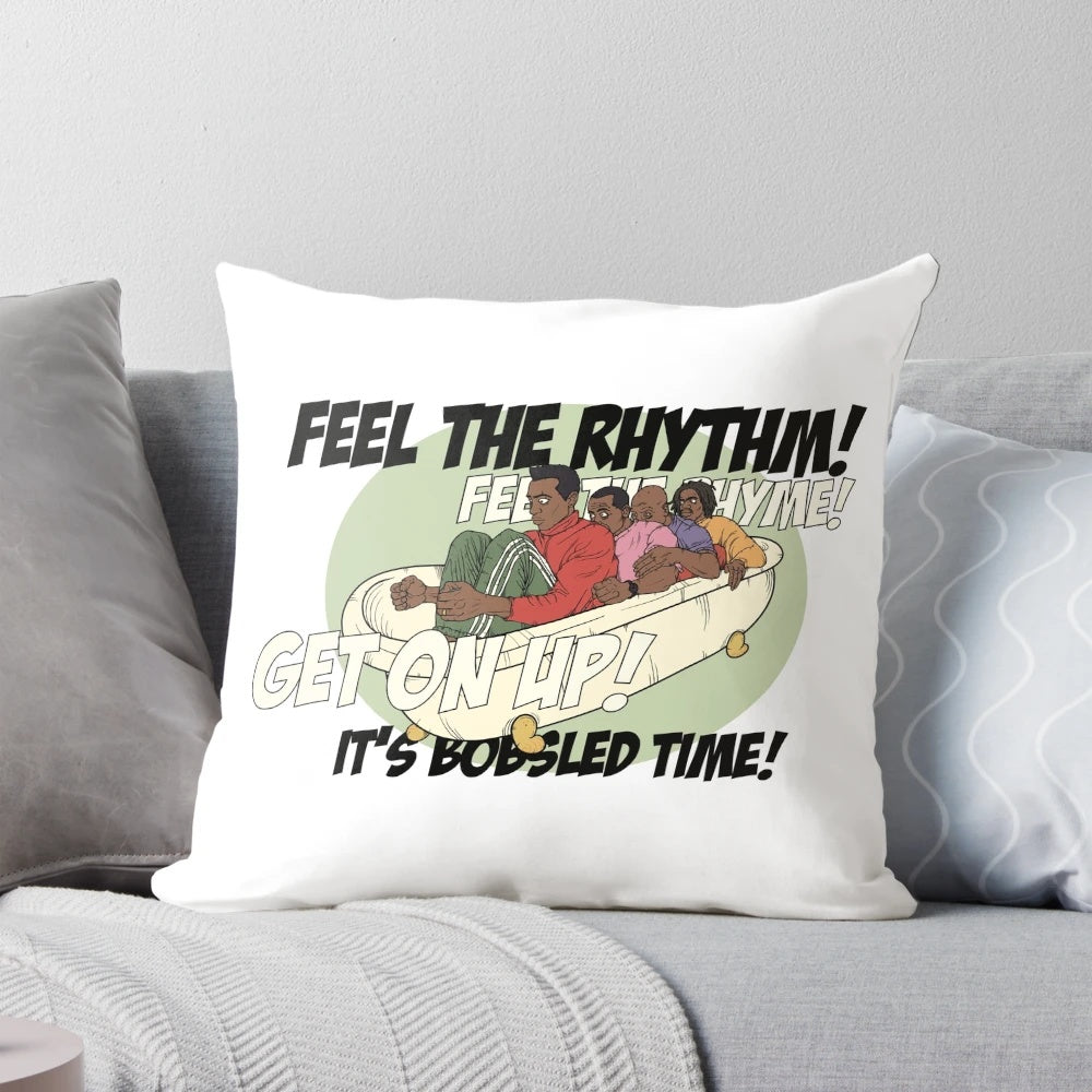 Cool Runnings" Retro Throw Pillow Featuring the Iconic Jamaican Bobsled Team
