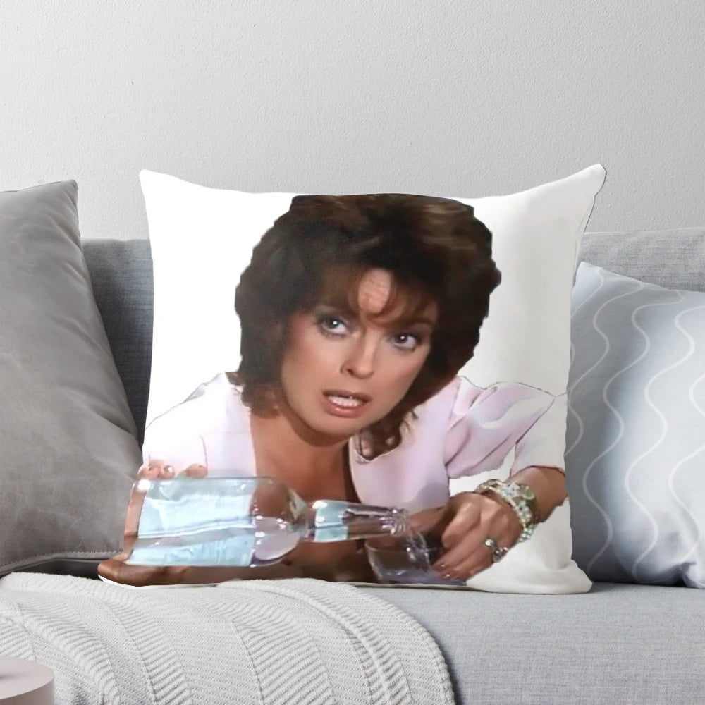 Soft, plush pillow featuring Sue Ellen from the classic TV show "Dallas"