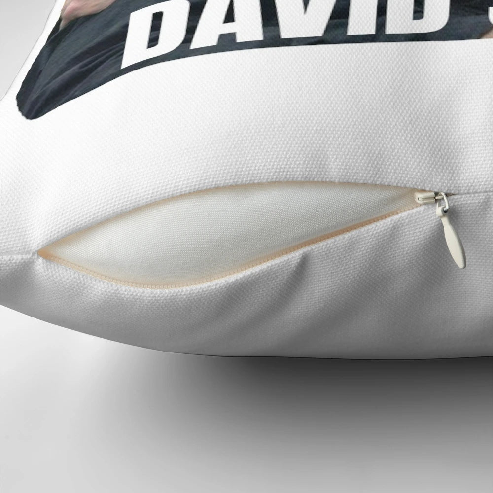 Pillow featuring the 'David's Dead' moment from Celebrity Big Brother with Tiffany Pollard and David Bowie