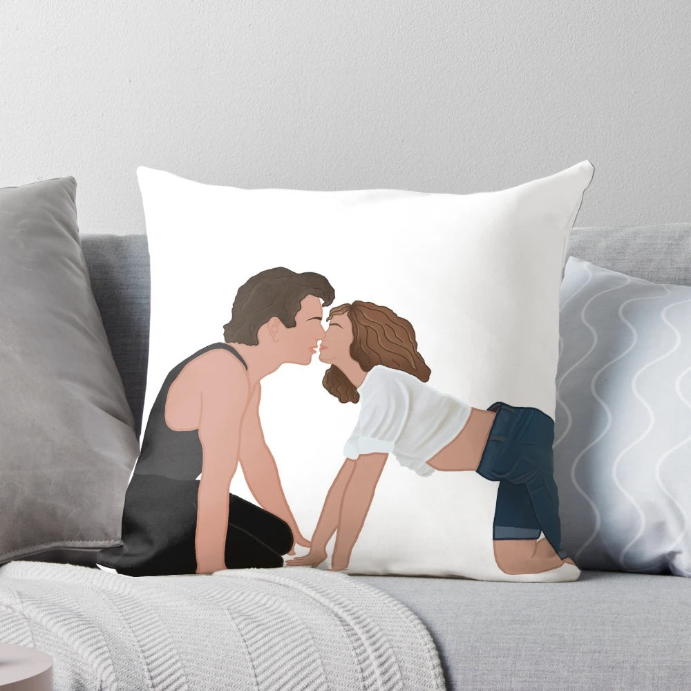 Decorative pillow with classic Dirty Dancing movie scene featuring characters Johnny and Baby