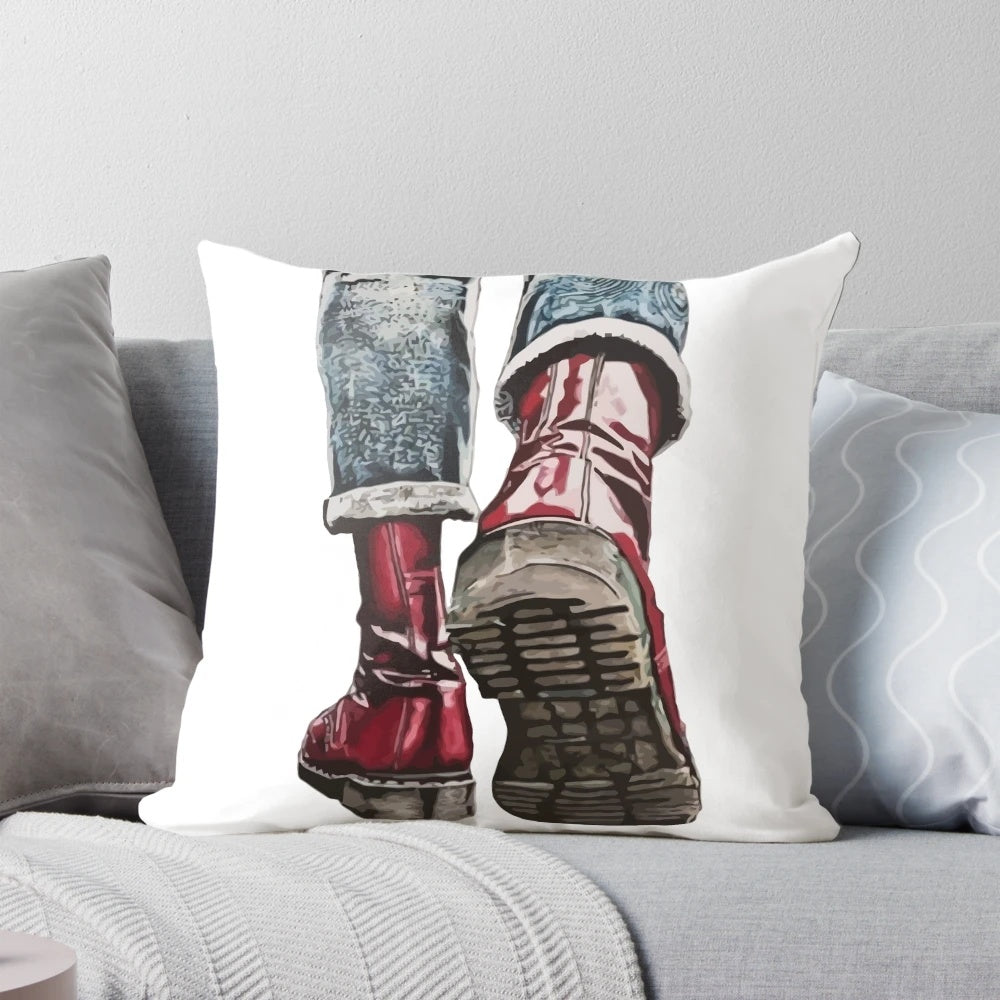 Soft, plush pillow featuring the classic Doc Marten skinhead boot design, perfect for fans of ska, punk, and reggae music.
