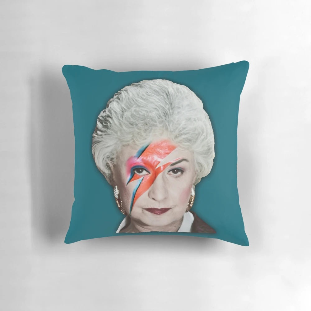 Vibrant pop art pillow featuring Dorothy Zbornak from the classic TV series The Golden Girls