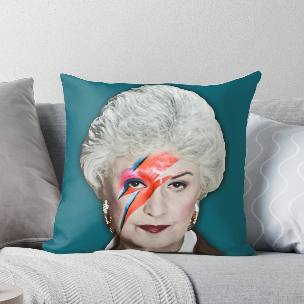 Vibrant pop art pillow featuring Dorothy Zbornak from the classic TV series The Golden Girls