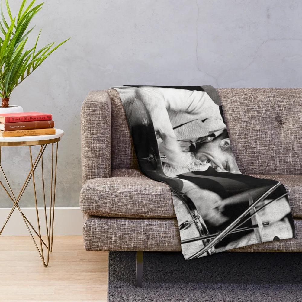 Plush blanket featuring iconic drummer Buddy Rich
