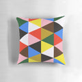 Eames-inspired abstract hexagon and triangle patterned pillow