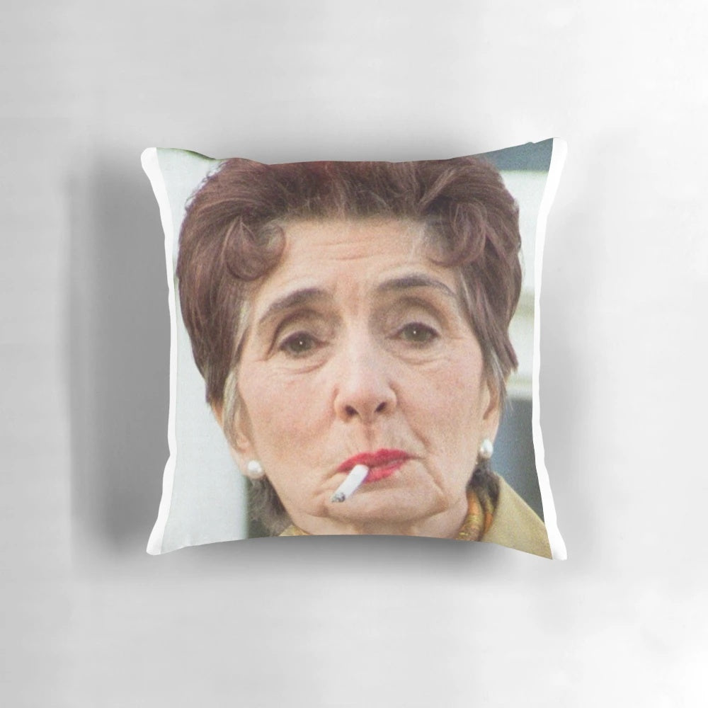 Pillow featuring the iconic 'EastEnders' character Dot Cotton