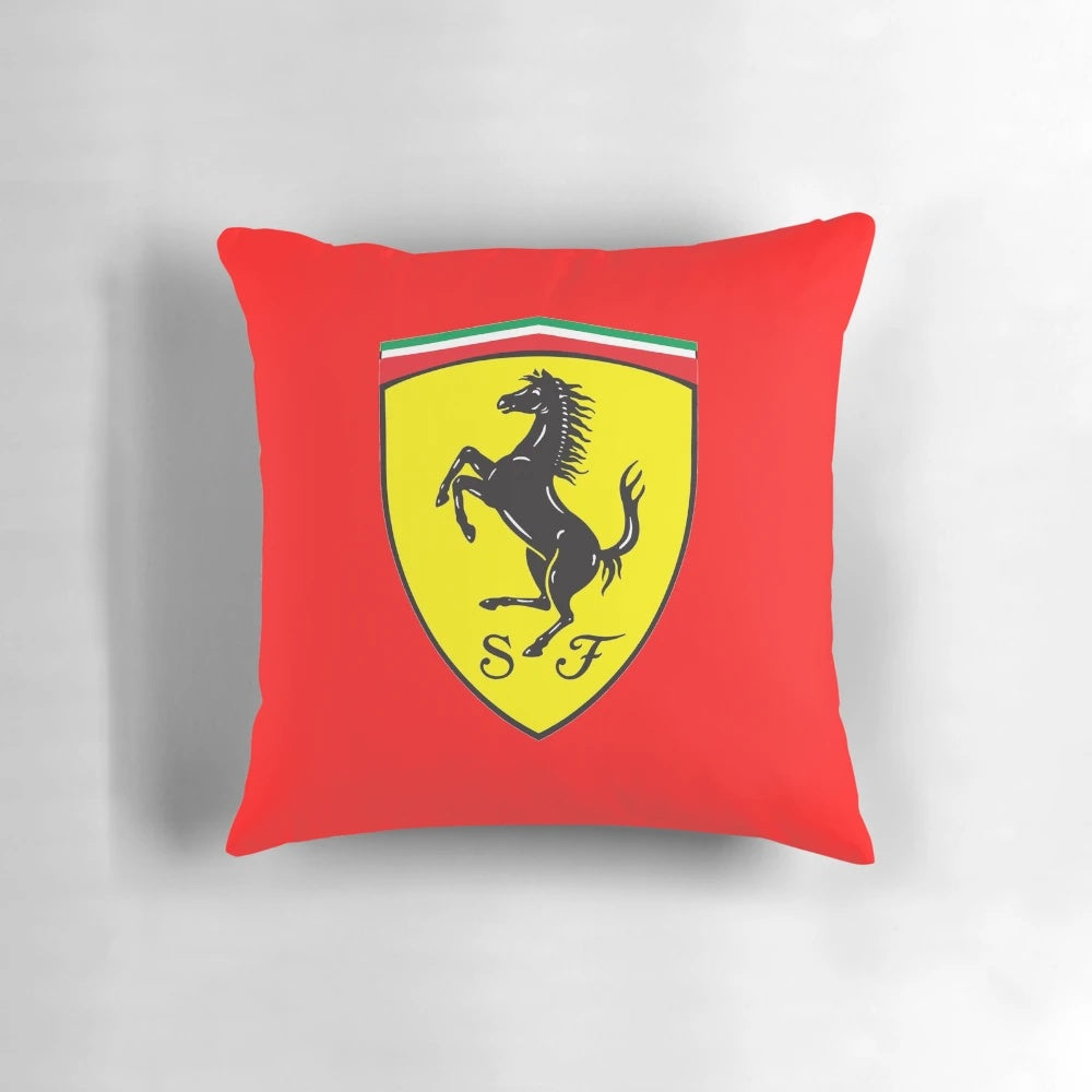 Plush Ferrari Logo Pillow Showcasing the Legendary Italian Automotive Brand