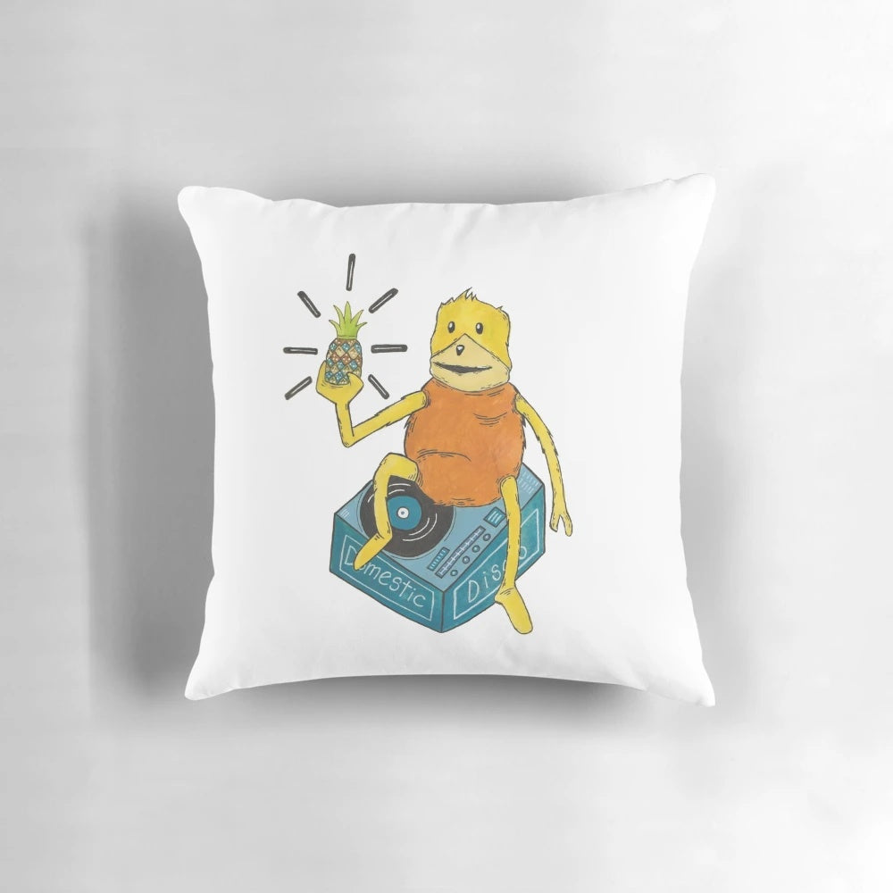Flat Eric, the iconic 90s muppet-like character, featured on a plush accent pillow.
