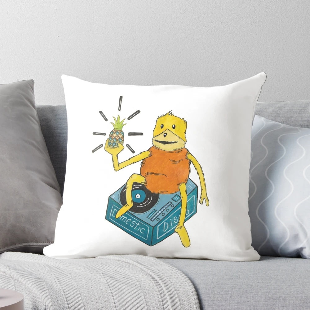Flat Eric, the iconic 90s muppet-like character, featured on a plush accent pillow.