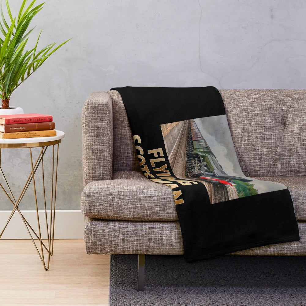 Plush blanket featuring the iconic Flying Scotsman steam locomotive