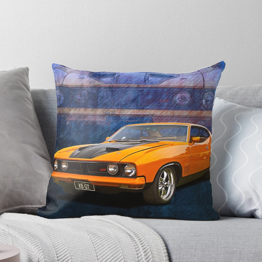 Soft, plush pillow featuring the legendary Ford Falcon XB 351 GT Coupe