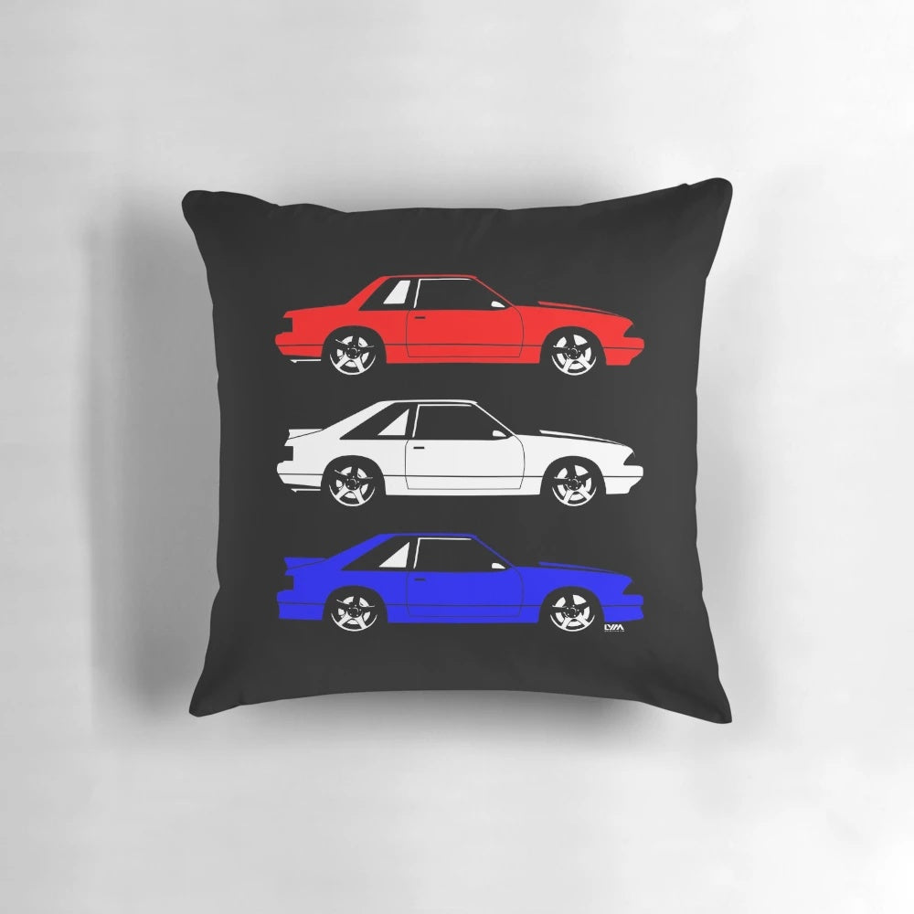 Ford Mustang Fox Body Side Pillow, featuring the iconic notchback design