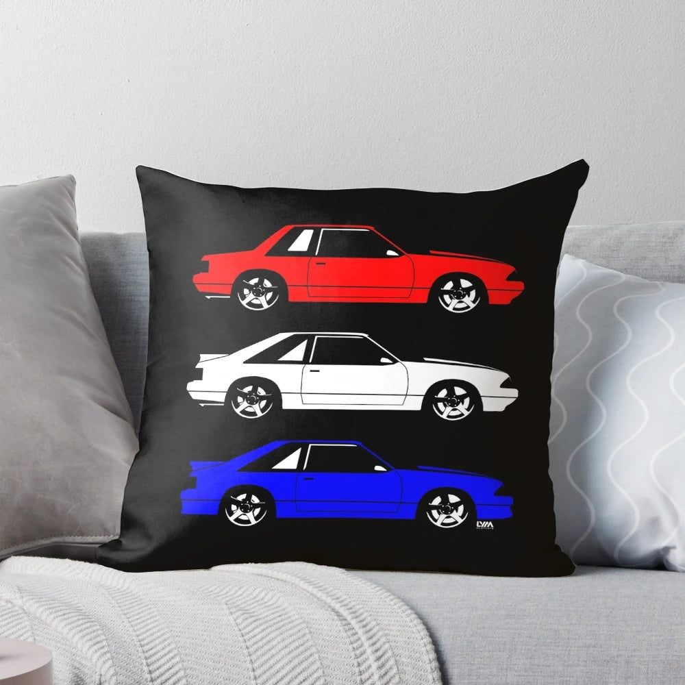 Ford Mustang Fox Body Side Pillow, featuring the iconic notchback design