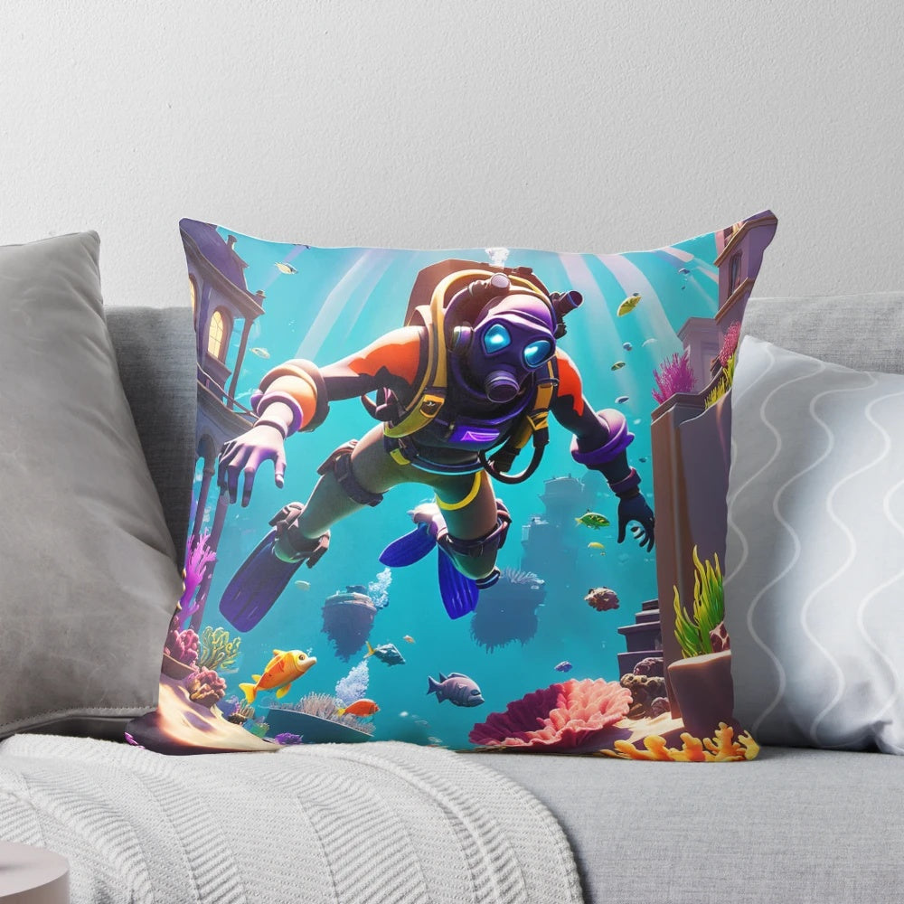 Fortnite Battle Royale gaming pillow featuring iconic in-game character designs and artwork