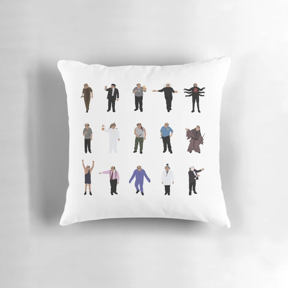 A plush pillow featuring the beloved character Frank Reynolds from the hit TV show "It's Always Sunny in Philadelphia".