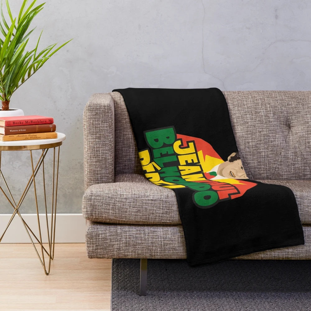 Plush blanket featuring a portrait of French cinema legend Jean-Paul Belmondo