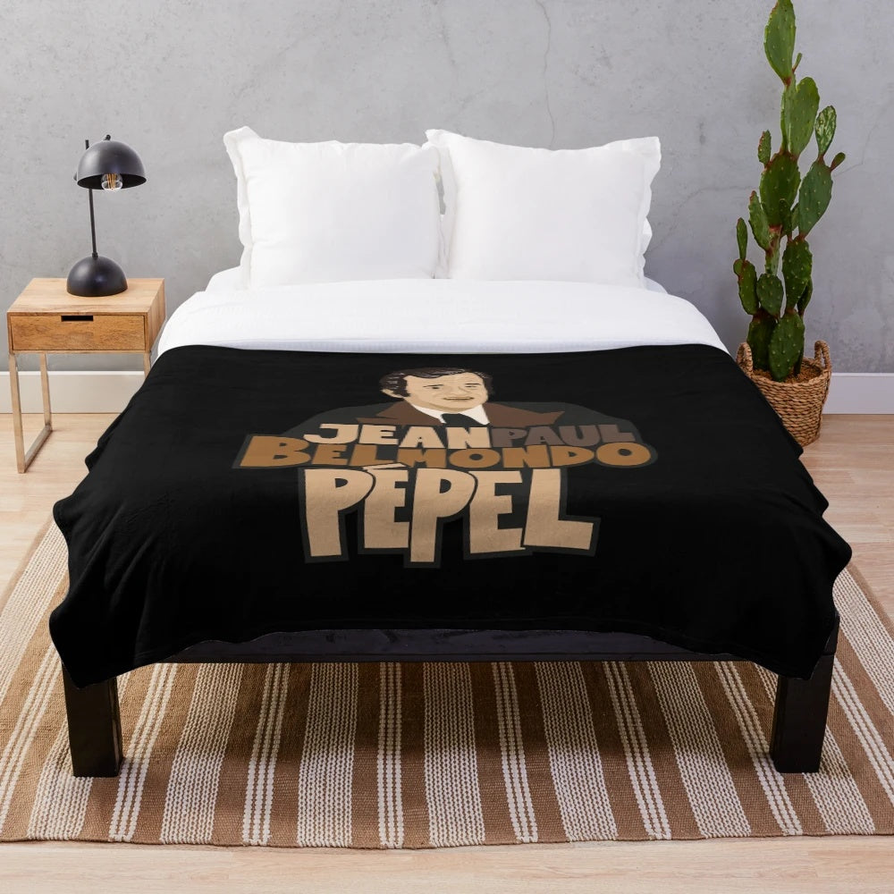 Jean-Paul Belmondo portrait plush blanket, a tribute to the legendary French actor