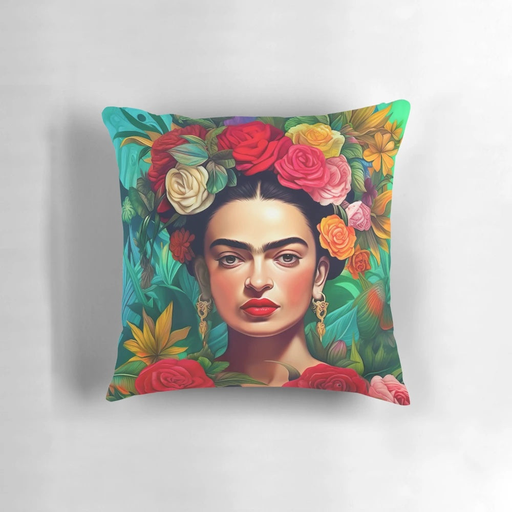 Frida Kahlo 10" Pillow featuring an iconic portrait of the renowned Mexican artist