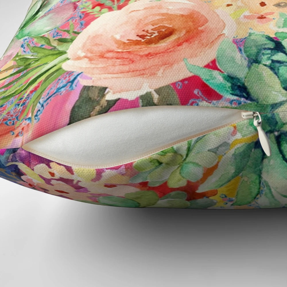Vibrant throw pillow featuring the iconic image of Frida Kahlo, representing female empowerment and artistic expression.