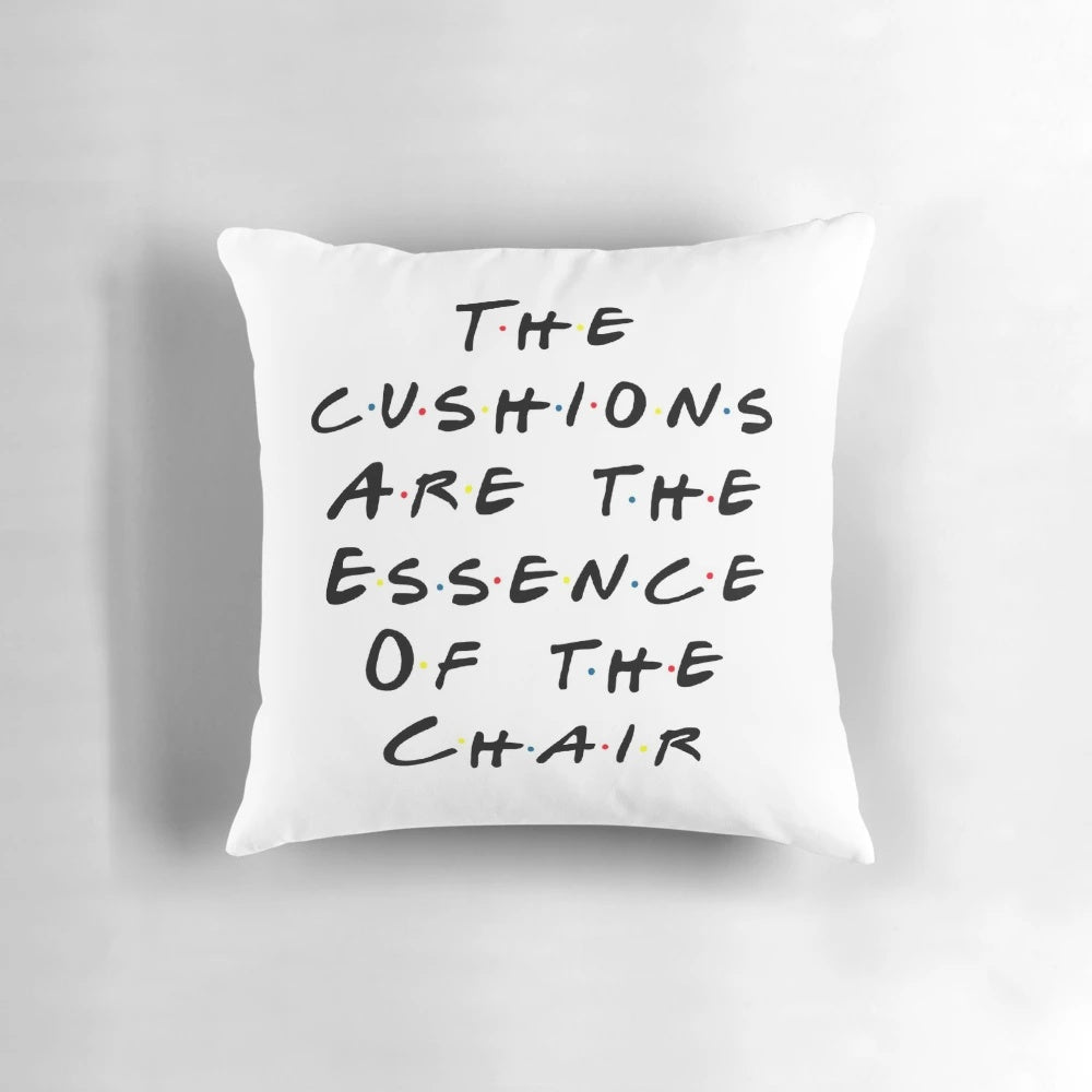Plush pillow featuring the iconic chair from the TV show Friends, with the essence of the show's style.