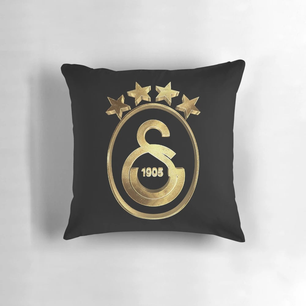 Golden Galatasaray Football Pillow showcasing the iconic team's logo and colors