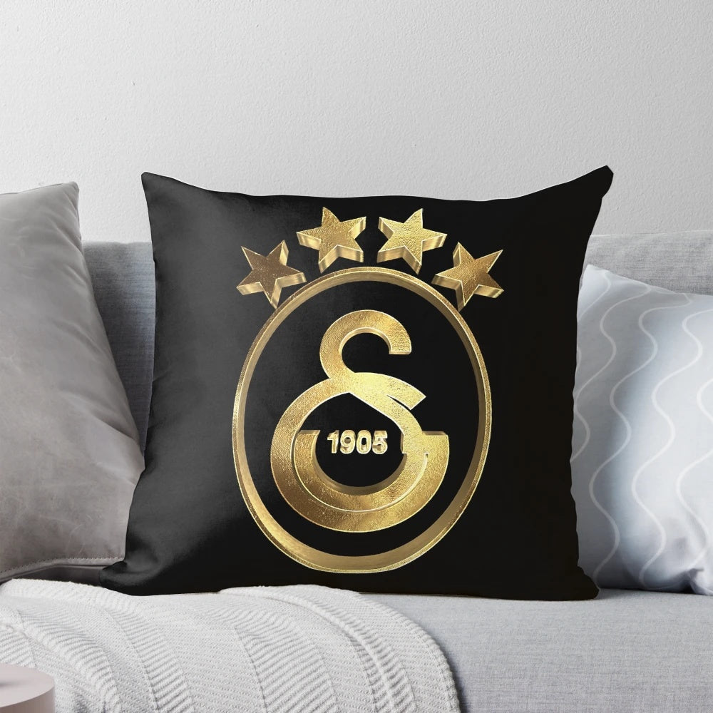 Golden Galatasaray Football Pillow showcasing the iconic team's logo and colors