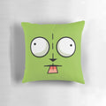 An illustration of the character Gir from the Invader Zim cartoon, featured on a decorative throw pillow.