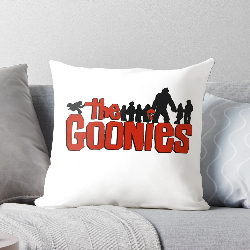 Goonies Logo and Characters Pillow - Soft, Nostalgic Home Decor for 80s Movie Fans