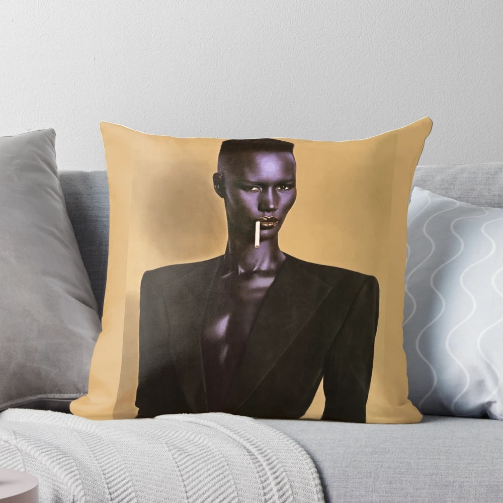 Grace Jones Nightclubbing Pillow featuring the iconic Jamaican singer's image and 80s style