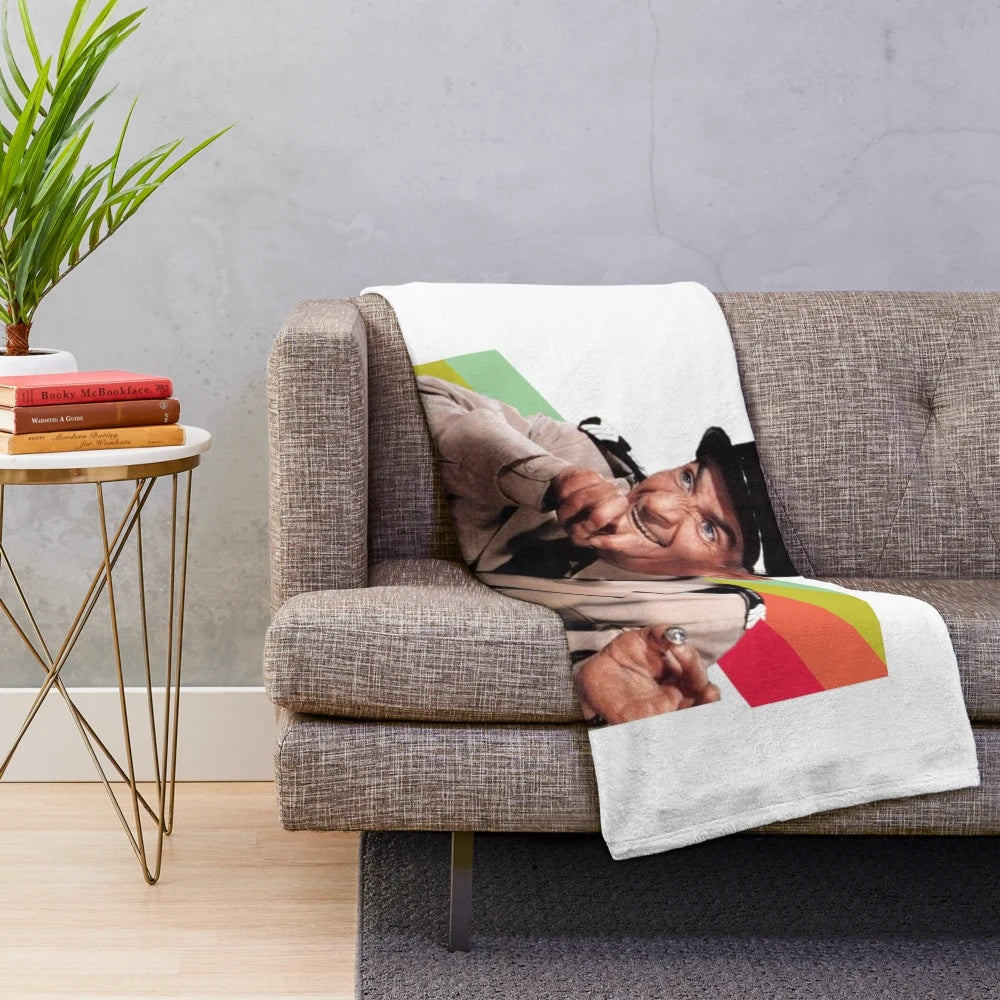 Louis de Funes Grimace Plush Blanket featuring the iconic comedic expression
