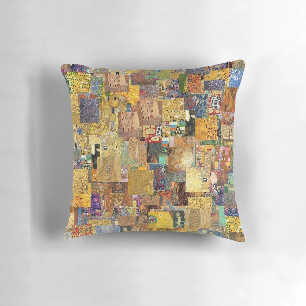 Decorative pillow featuring the iconic artwork of Austrian symbolist painter Gustav Klimt