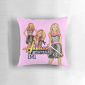 A colorful and vibrant "Hannah Montana" themed pillow, featuring the iconic pop culture character from the early 2000s.