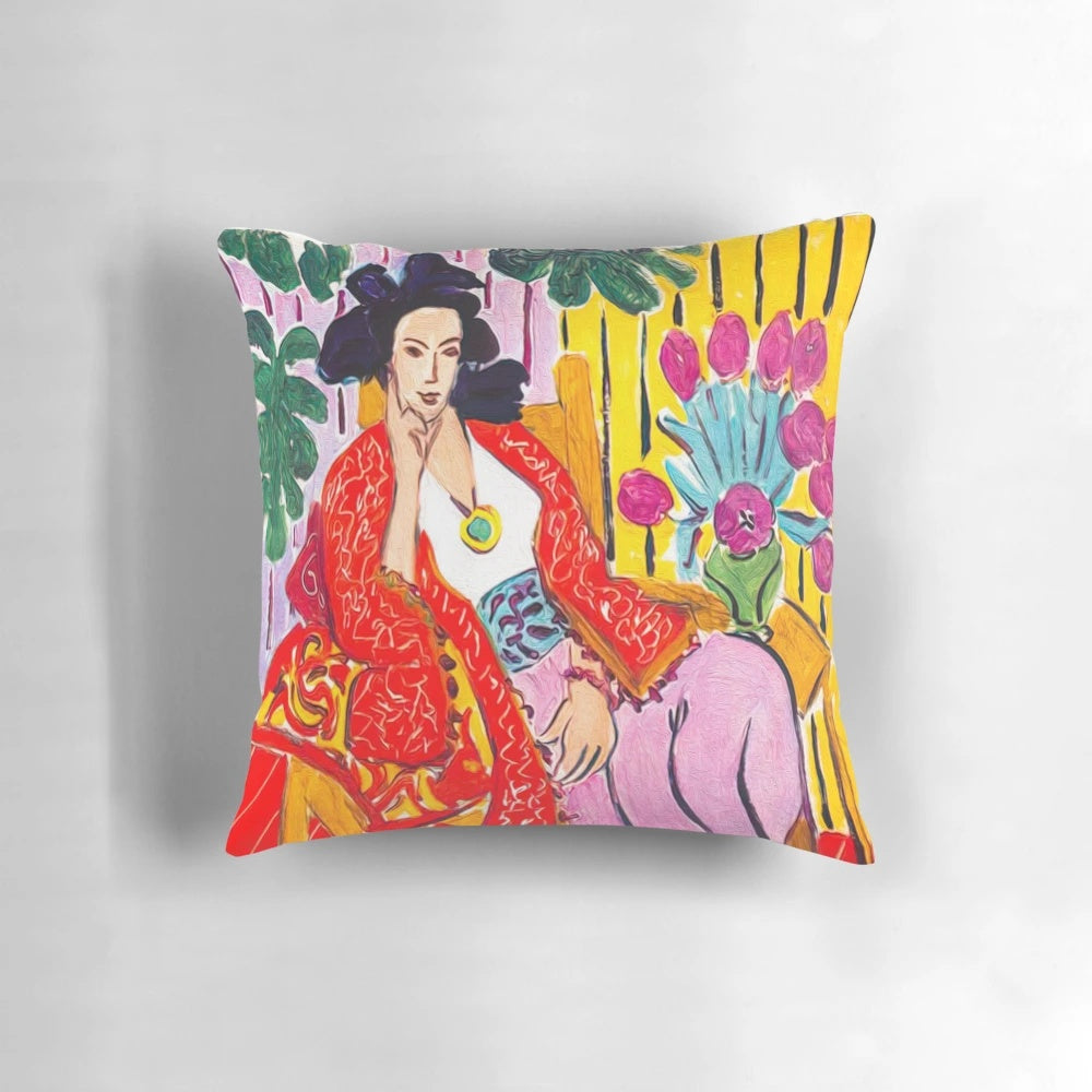 Pillow featuring the iconic Henri Matisse painting "Odalisque in Red Jacket"