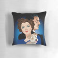Vintage-inspired pillow featuring the iconic Hollywood detective couple Nick and Nora from the classic "Thin Man" movies.