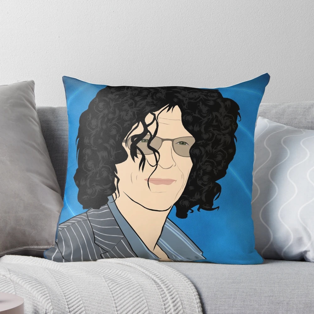 Howard Stern portrait pillow featuring a vibrant, cartoon-style depiction of the iconic radio personality