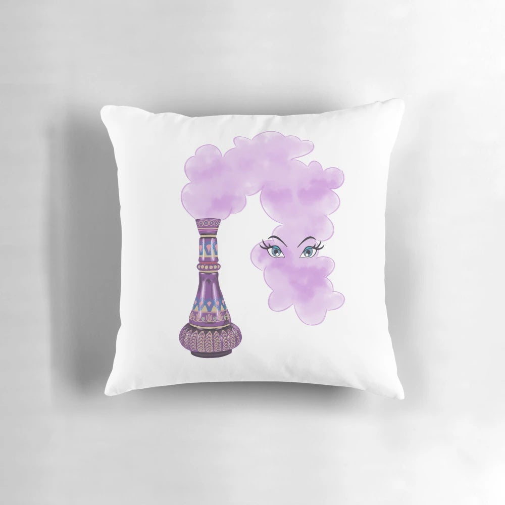 "Decorative Pillow Featuring the Iconic Jeannie Bottle from the Classic TV Show 'I Dream of Jeannie'"