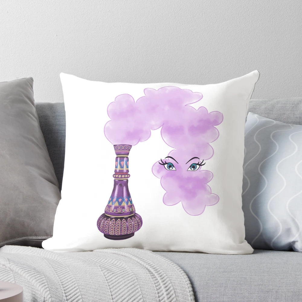 "Decorative Pillow Featuring the Iconic Jeannie Bottle from the Classic TV Show 'I Dream of Jeannie'"