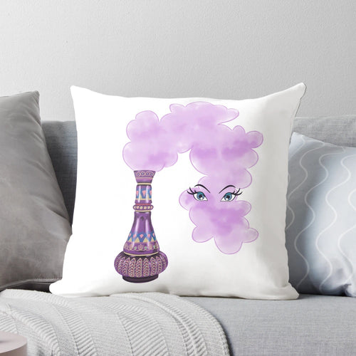 "Decorative Pillow Featuring the Iconic Jeannie Bottle from the Classic TV Show 'I Dream of Jeannie'"