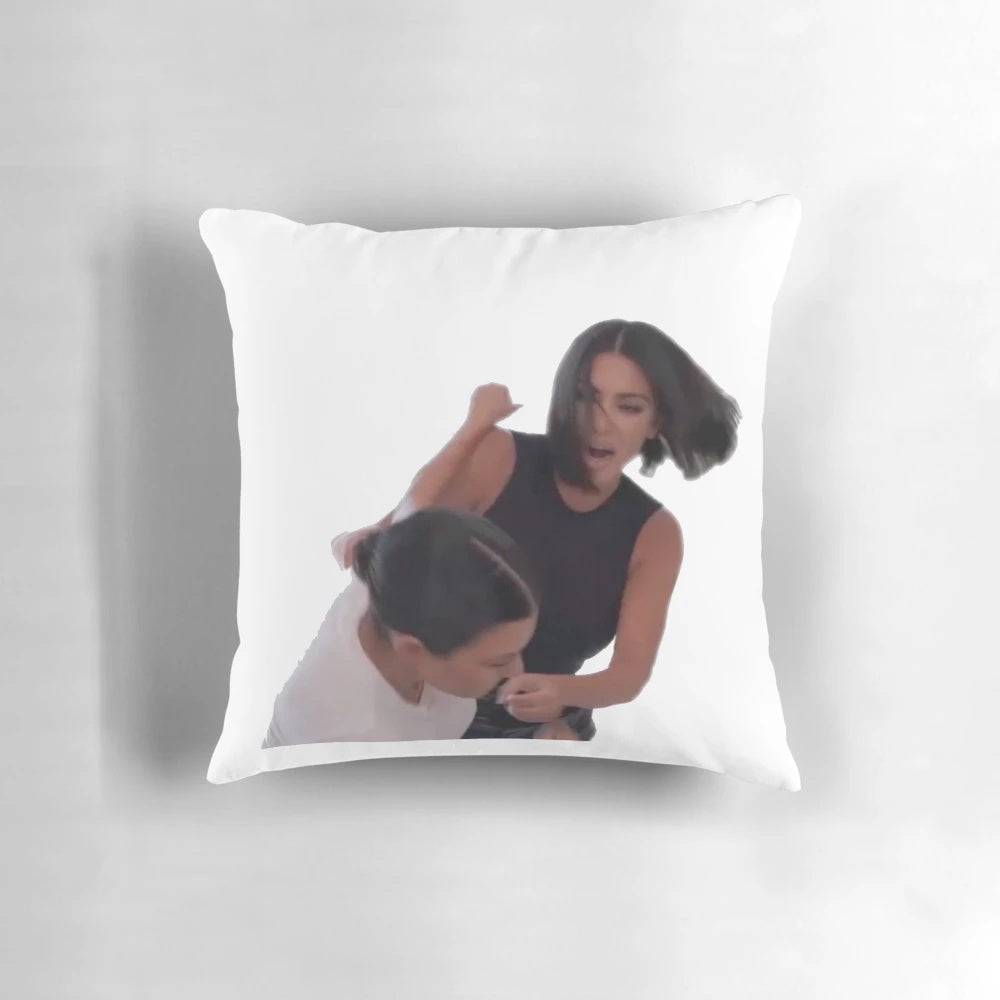 Throw pillow with the iconic quote "literally i will fuck you up" from Keeping Up with the Kardashians