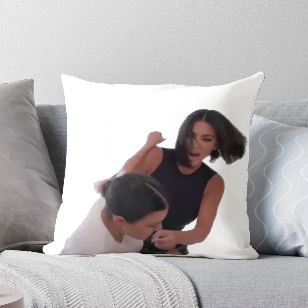 Throw pillow with the iconic quote "literally i will fuck you up" from Keeping Up with the Kardashians