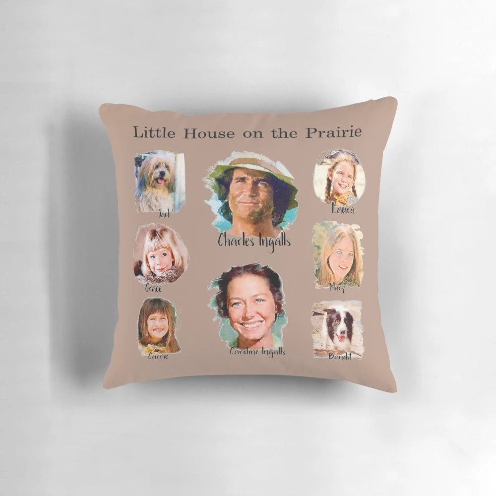Ingalls Family "Little House on the Prairie" Themed Decorative Pillow