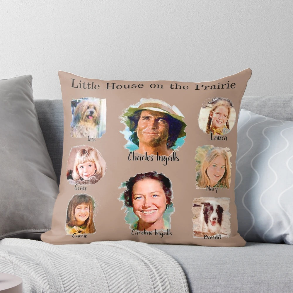 Ingalls Family "Little House on the Prairie" Themed Decorative Pillow