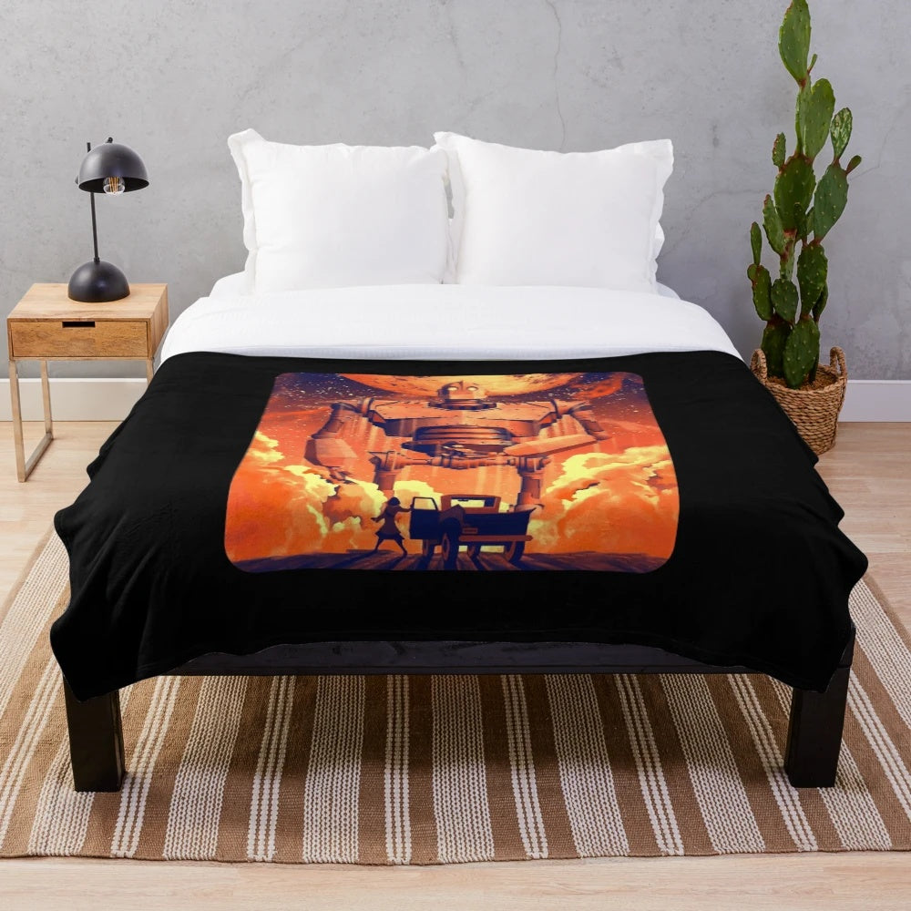 Iron Giant plush blanket featuring the iconic retro robot character