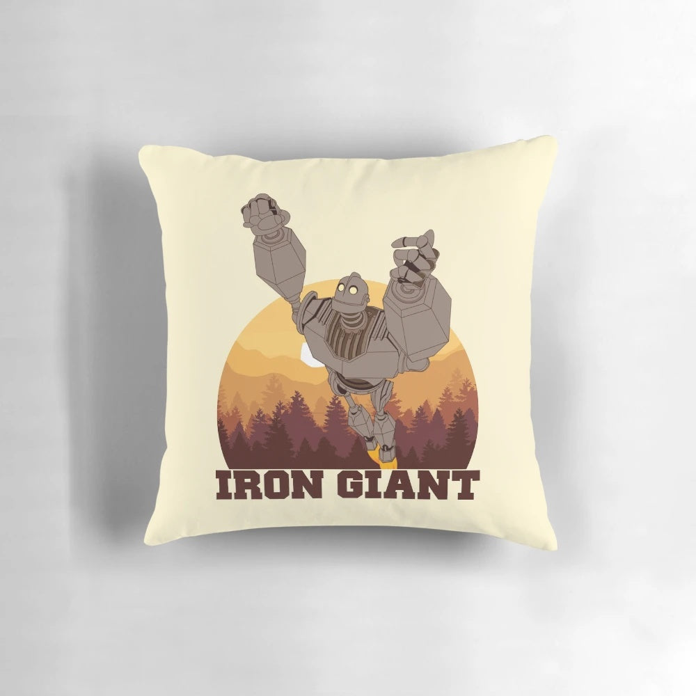 Plush Iron Giant Robotic Pillow with Forest and Mountain Scenery